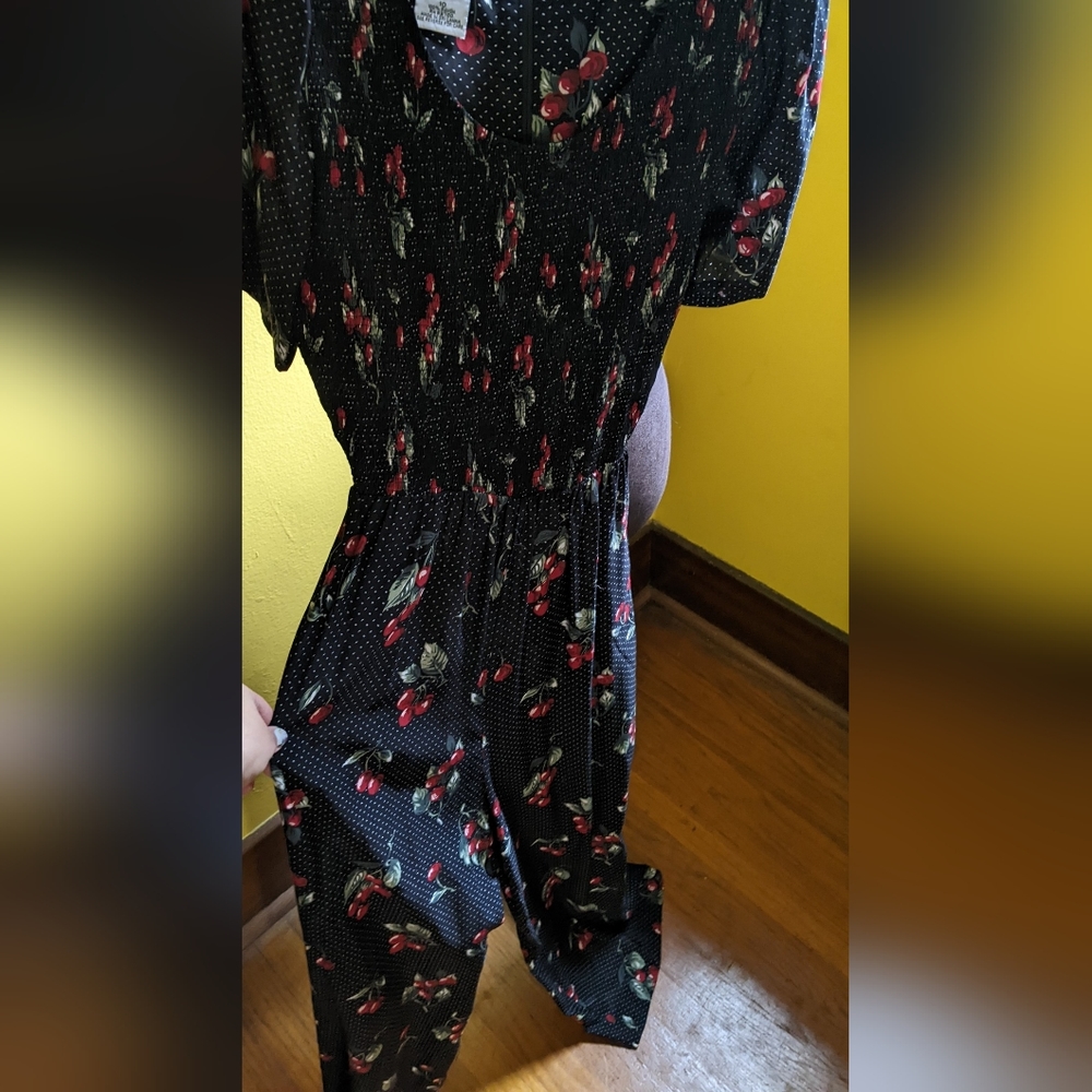 vintage cherry print jumpsuit